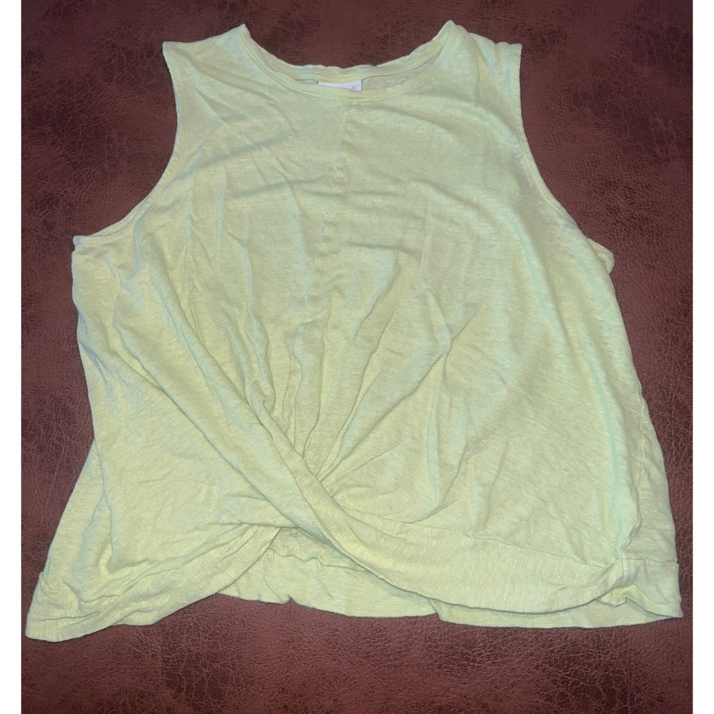 J.Jill Love Linen Twist Front Tank Top Lime Green 100% Linen Womens XL Tall